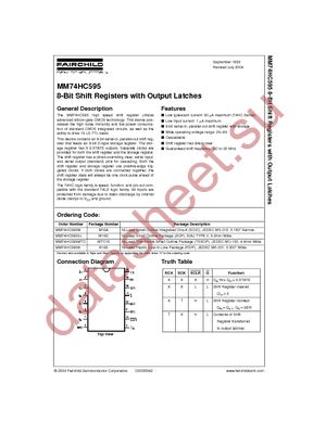 MM74HC595N datasheet  